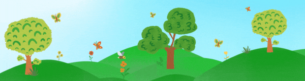 GIF de primavera con árboles y mariposas.