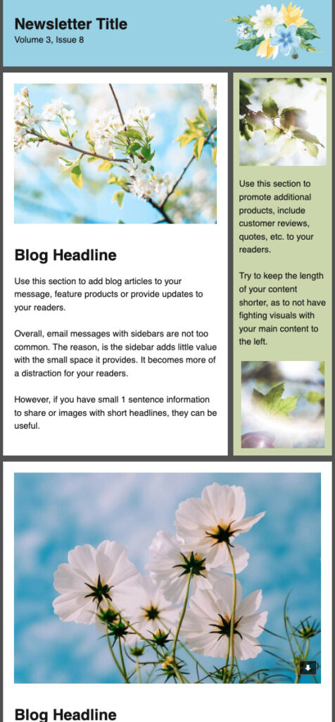 Email template from AWeber with spring flowers