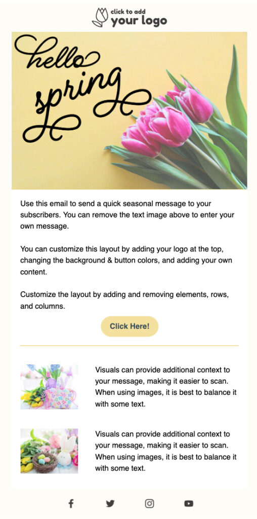 Spring email template with Tulips