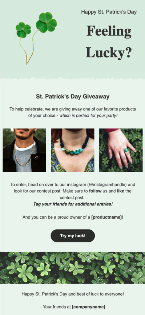 St. Patrick's day email template