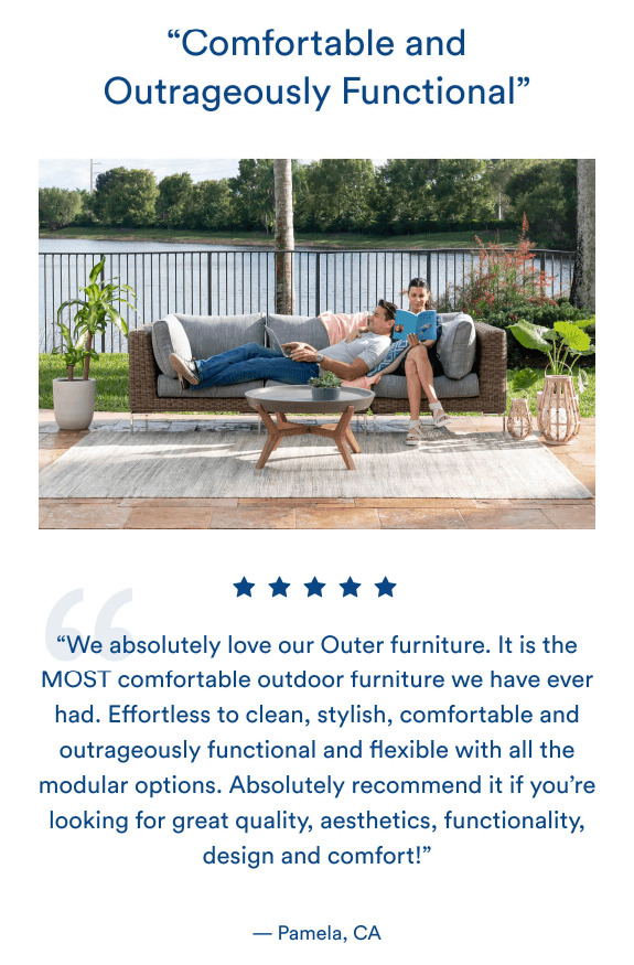 Email example from outdoor furniture brand Outer 