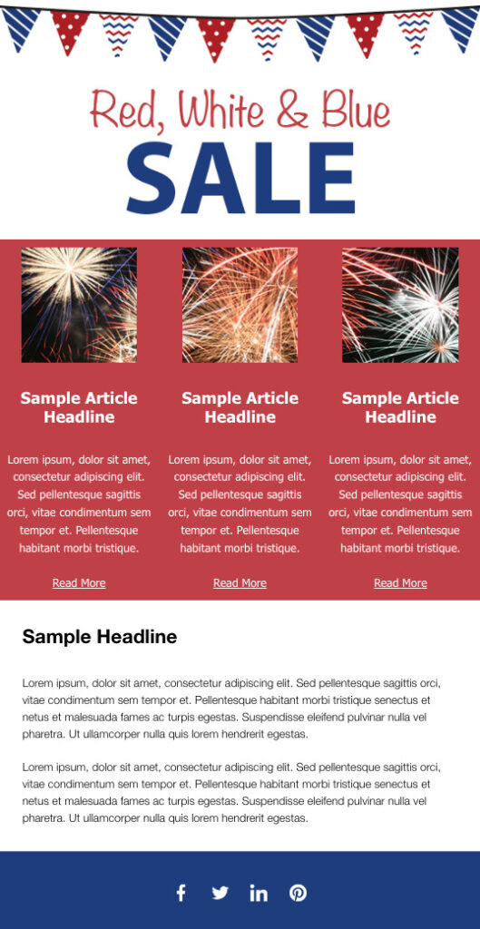 4th of July email template from AWeber
