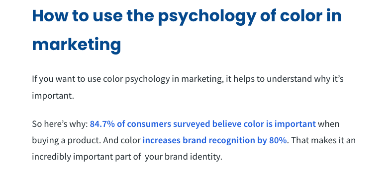 Optimizing blog post to "how to use the psychology of color in marketing"