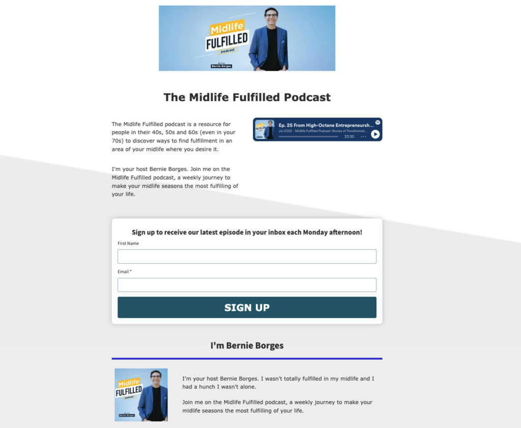 Podcast landing page example