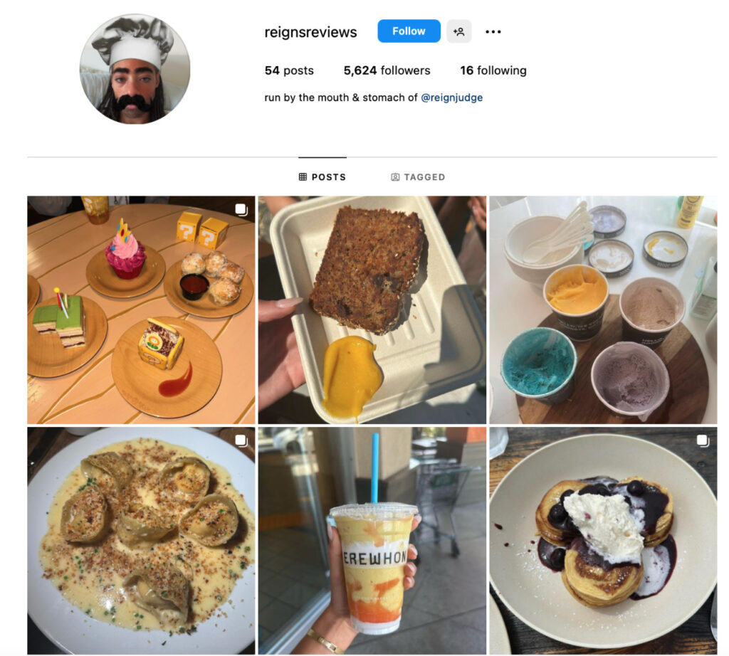 Instagram postings from small business Reign