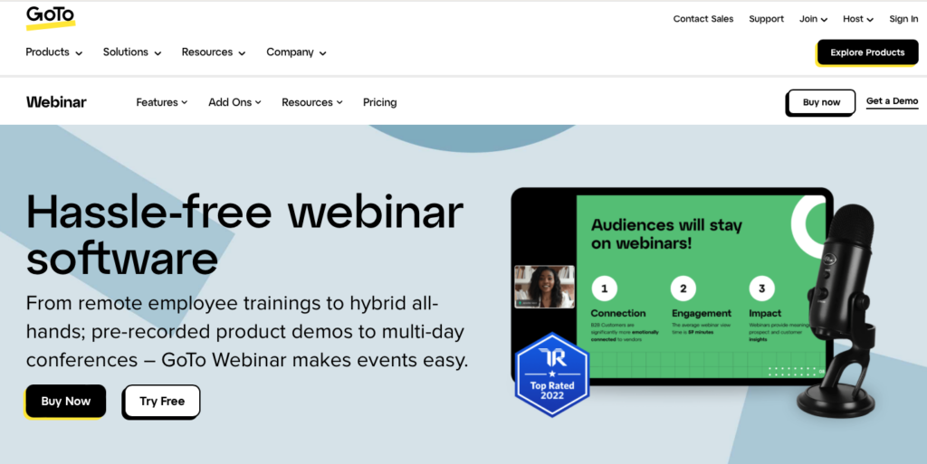 GoToWebinar home page