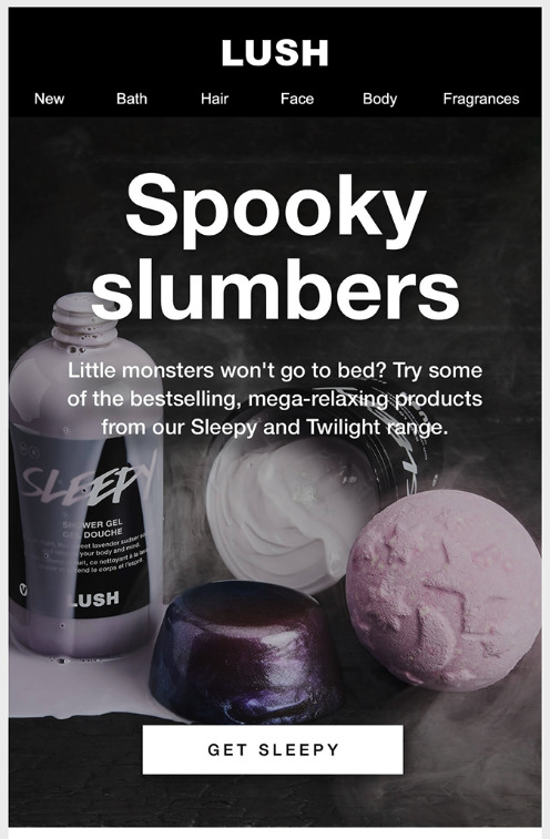 Halloween email example from Lush