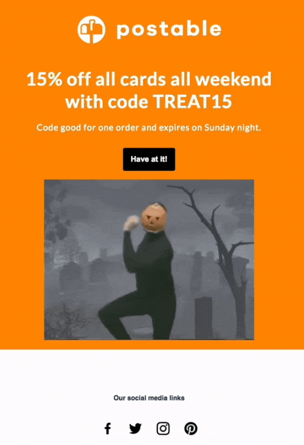 Halloween email using a GIF