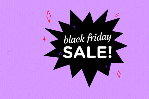 Black Friday GIF with screaming purple sales dot