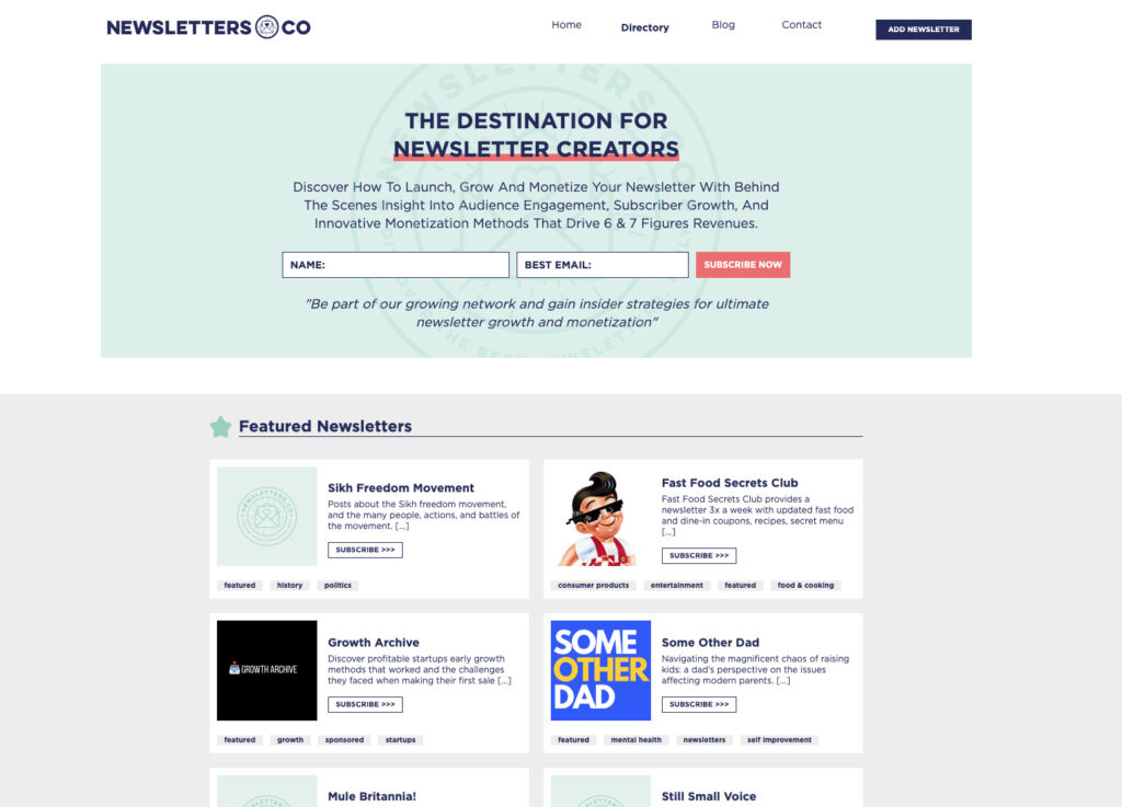 Newsletter.co directory