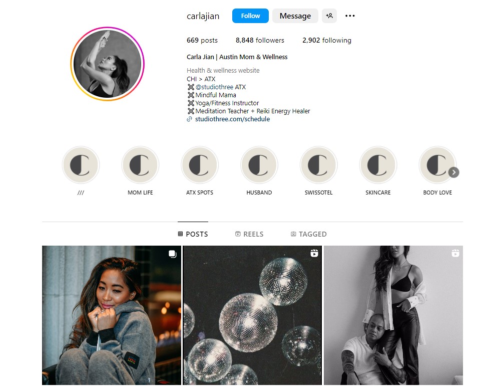 Image of Carla Jian is an Austin Mom & Wellness influencer Instagram page