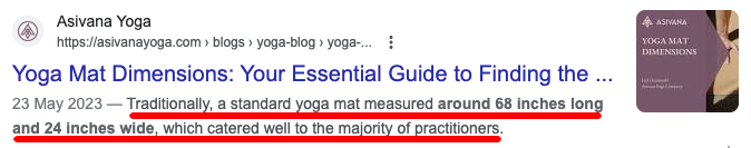 Location of a meta description in a Google search result