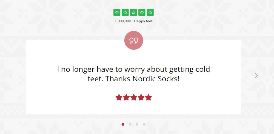 Nordic Socks landing page social proof section