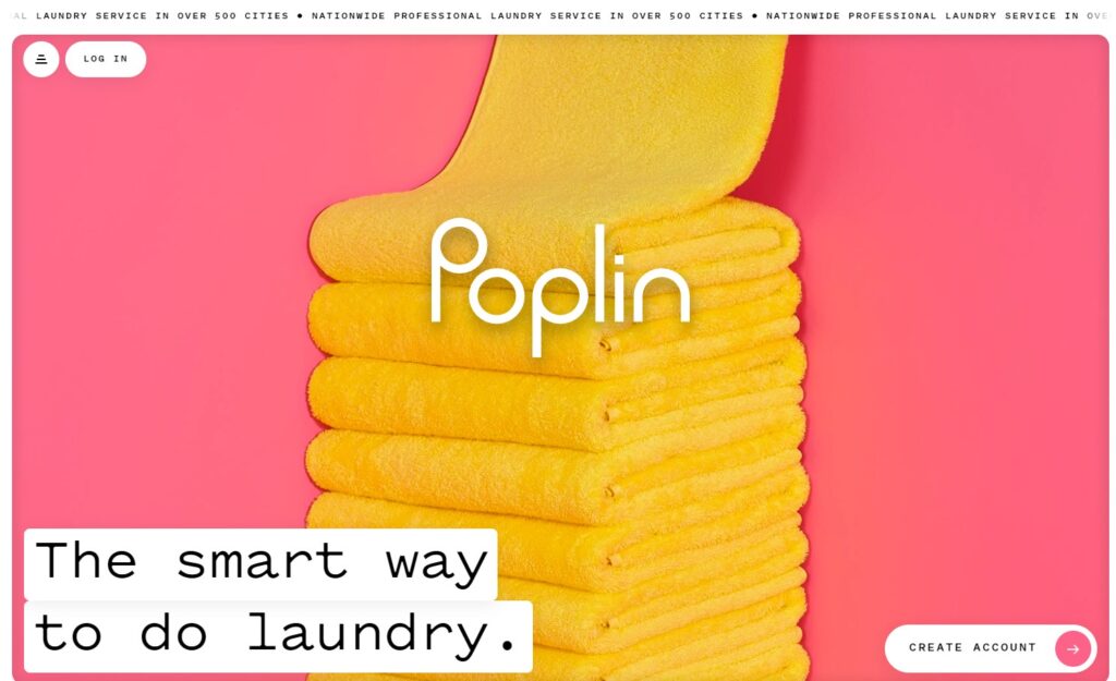 Poplin laundry service hero section example