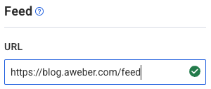 Location to enter feed URL in AWeber account in order to have most recent blog post content automatically appear in newsletter design