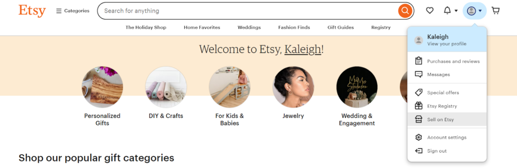 Where to start creating an account for an Etsy Shop