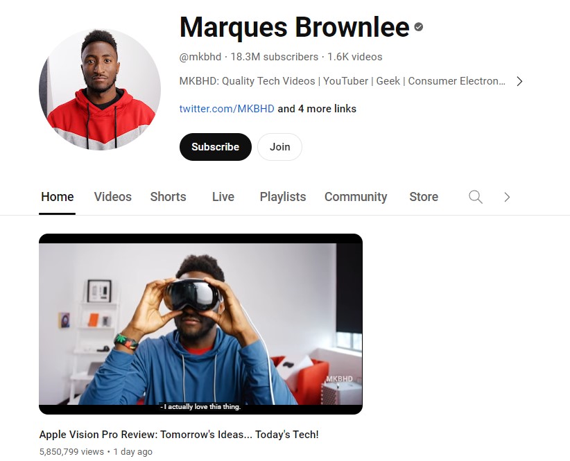 Marques Brownlee YouTube channel