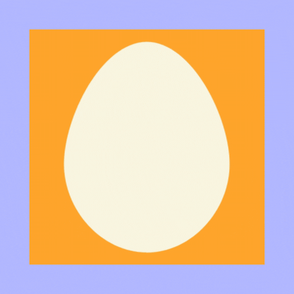 GIF of an Easter Egg opening up on an orange background