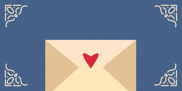 GIF of an envelop with a heart on it, opening up with the message "You are invited"