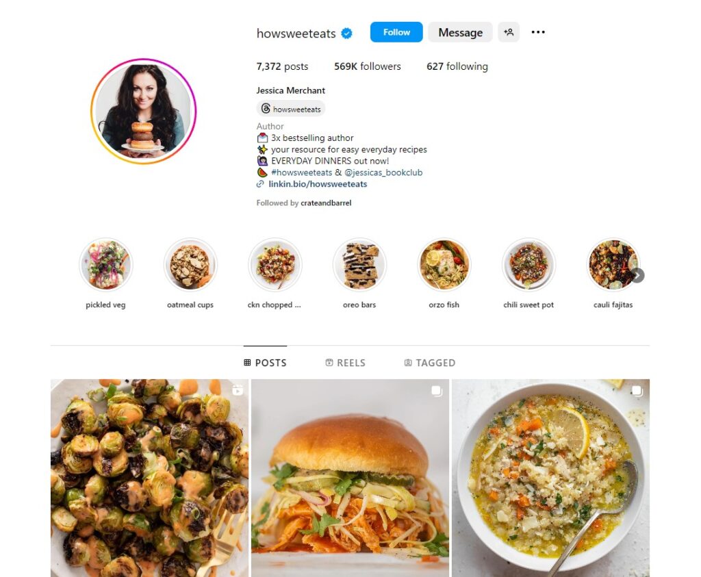 Instagram page for How Sweet Eats