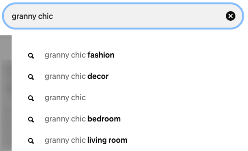 Search engine search for "granny chic"