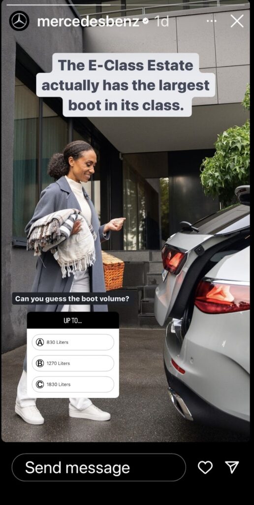 Interactive social media post from Mercedes Benz