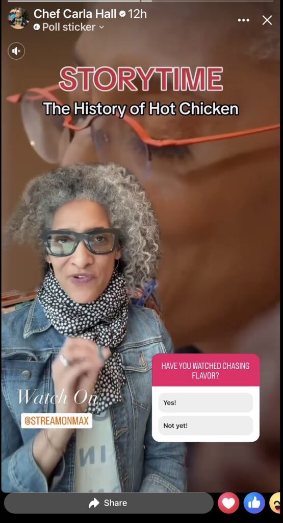Interactive social media post from Chef Carla Hall