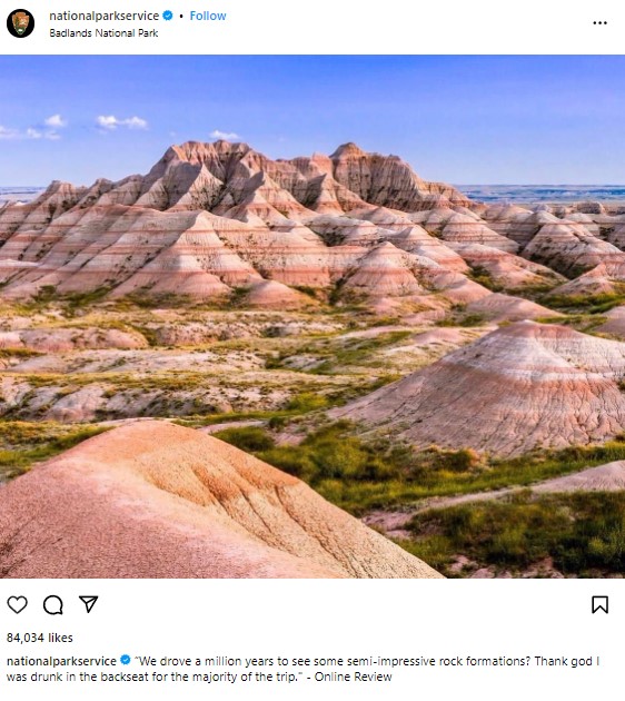 Facebook post from the National Park Service with a negative comment