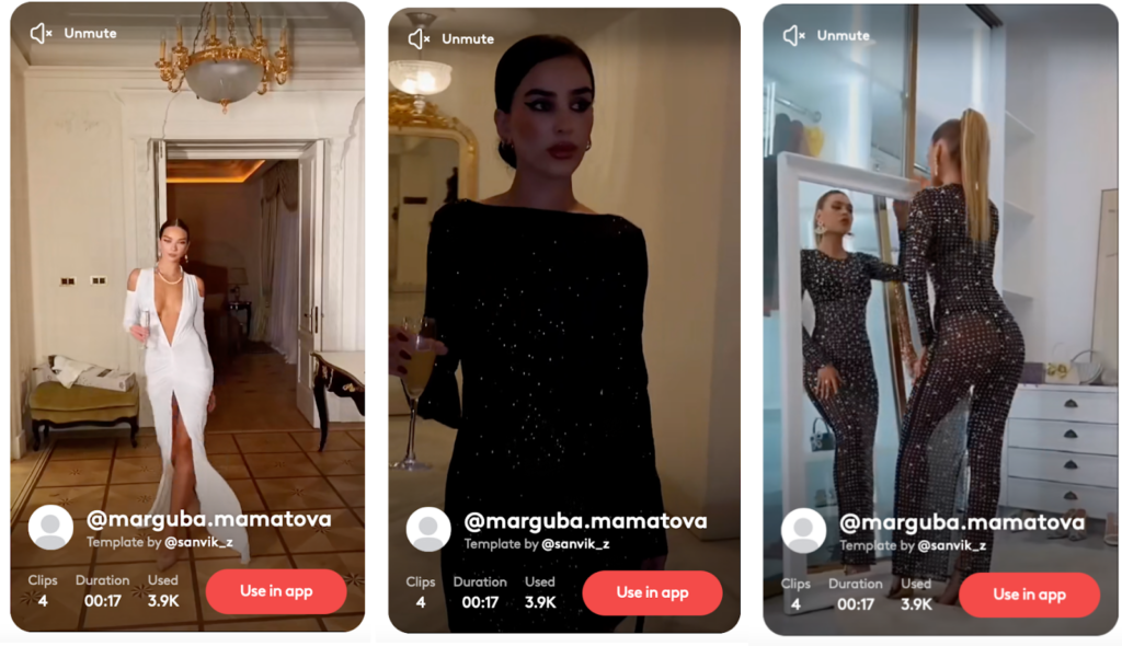 Instagram video examples showing different angles
