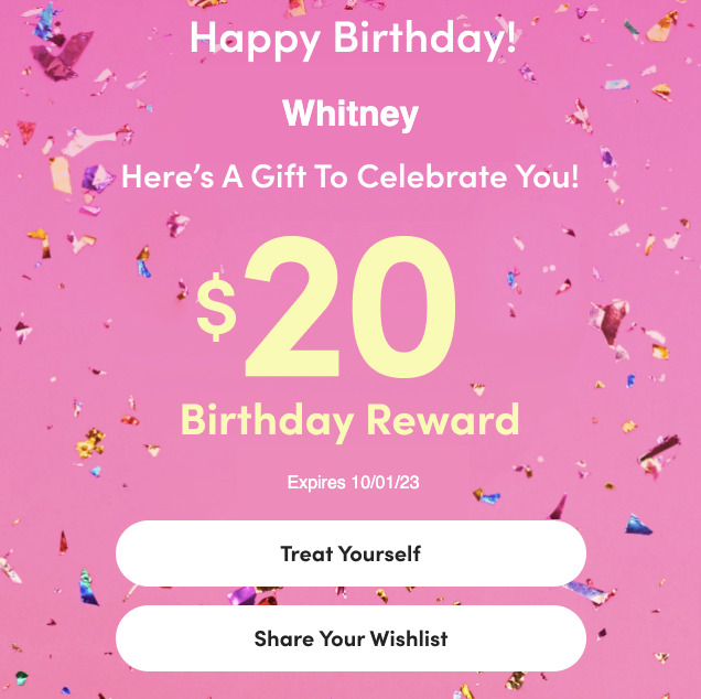 Birthday email example from fashion brand Torrid