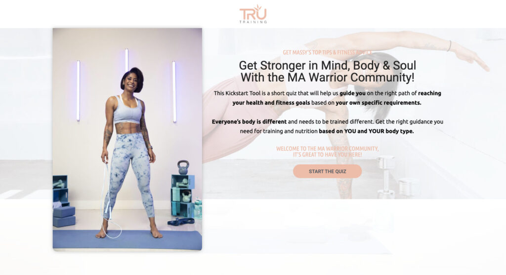 Fitness influencer Massy Arias lead magnet on her website