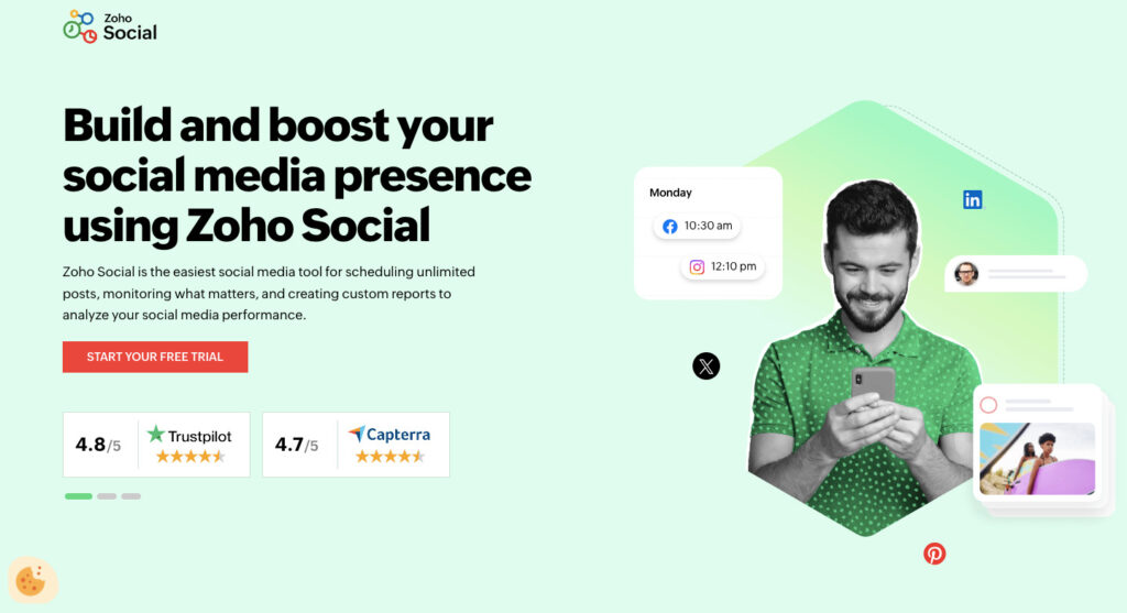 Zoho social landing page example