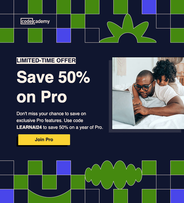 Limited-time offer email example from Codecademy