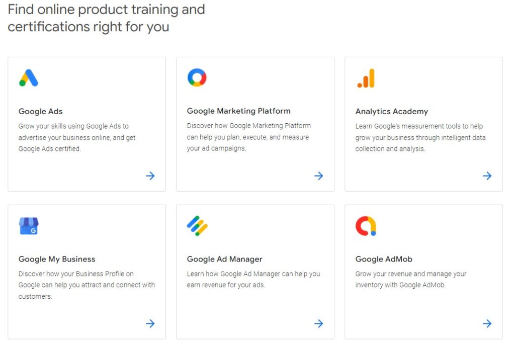 Google Skillshop free courses