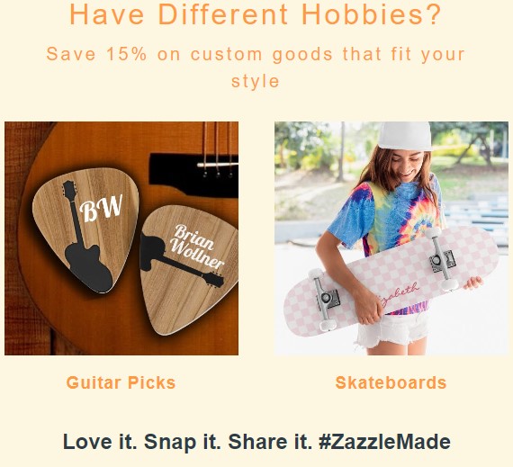 Zazzle promotional email
