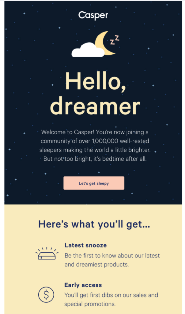 Welcome email example