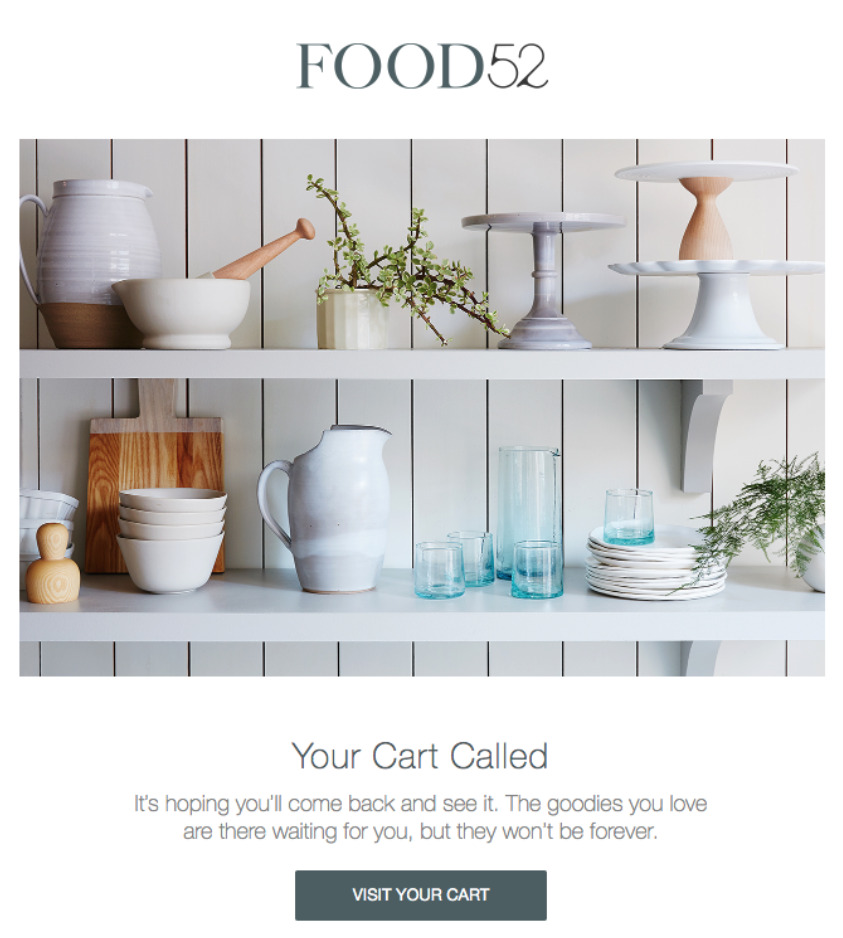 Abandoned cart email example from Food52