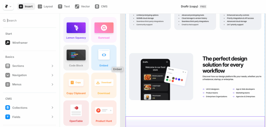 Framer website builder