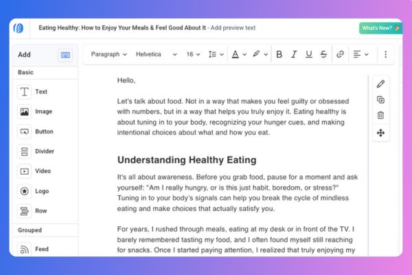 An email draft that AI writing assistant generated
