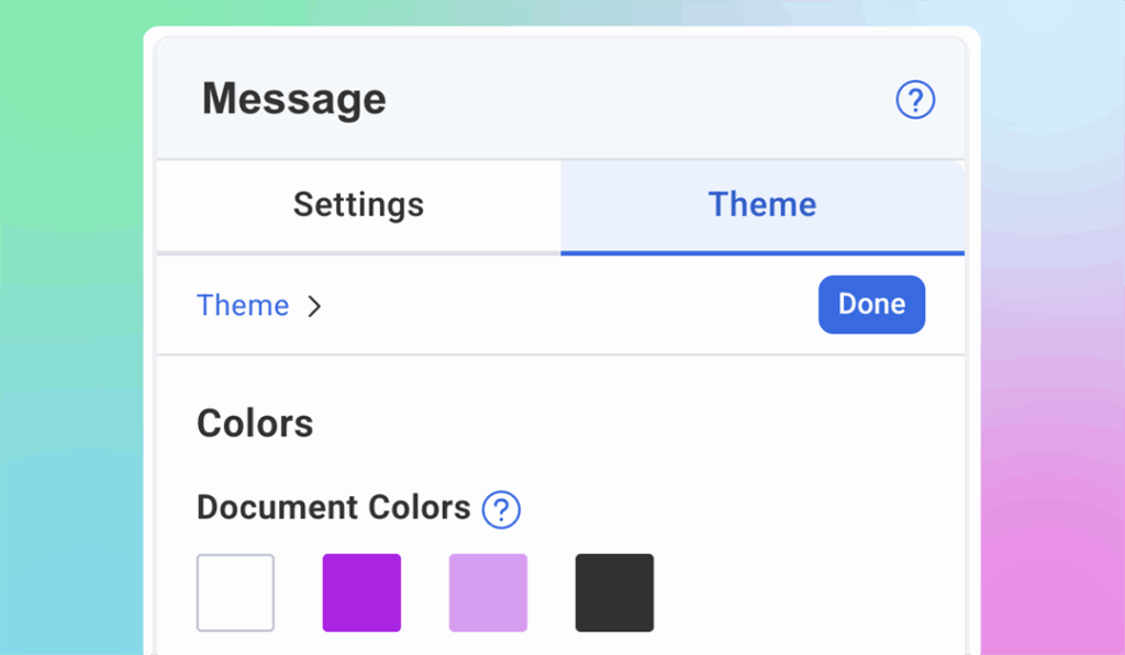 Color section in AWeber's Theme Settings