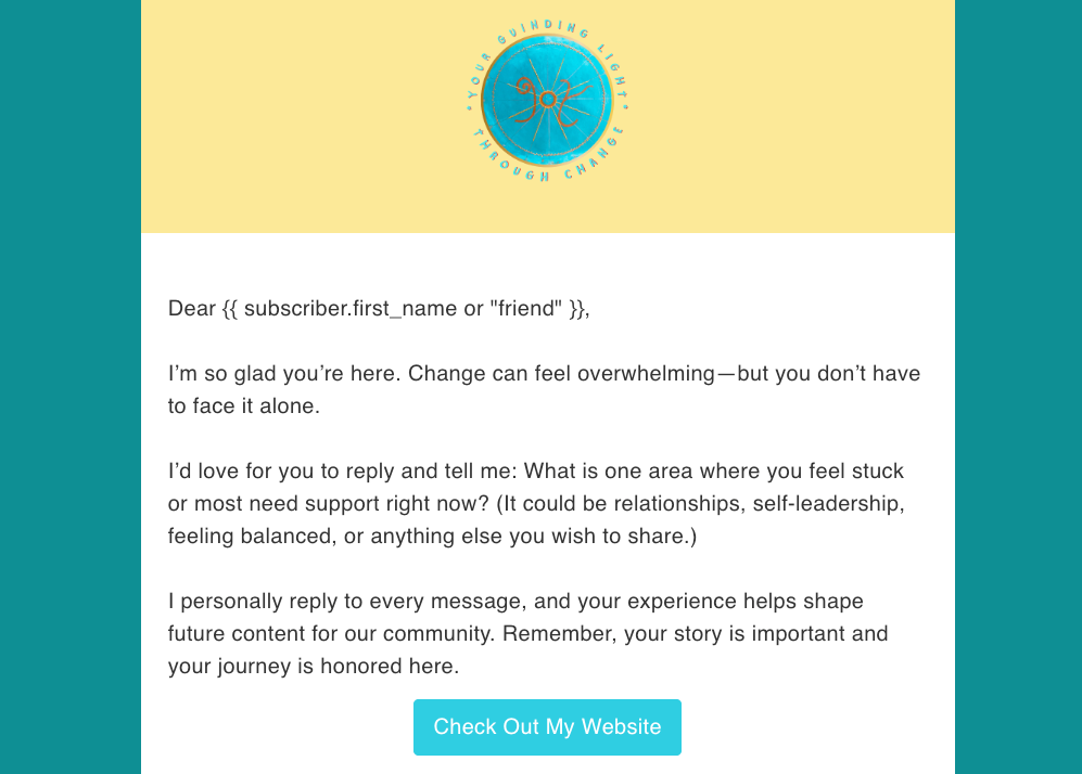 Email template created in AWeber