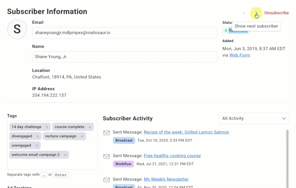 Navigating Between Subscribers GIF
