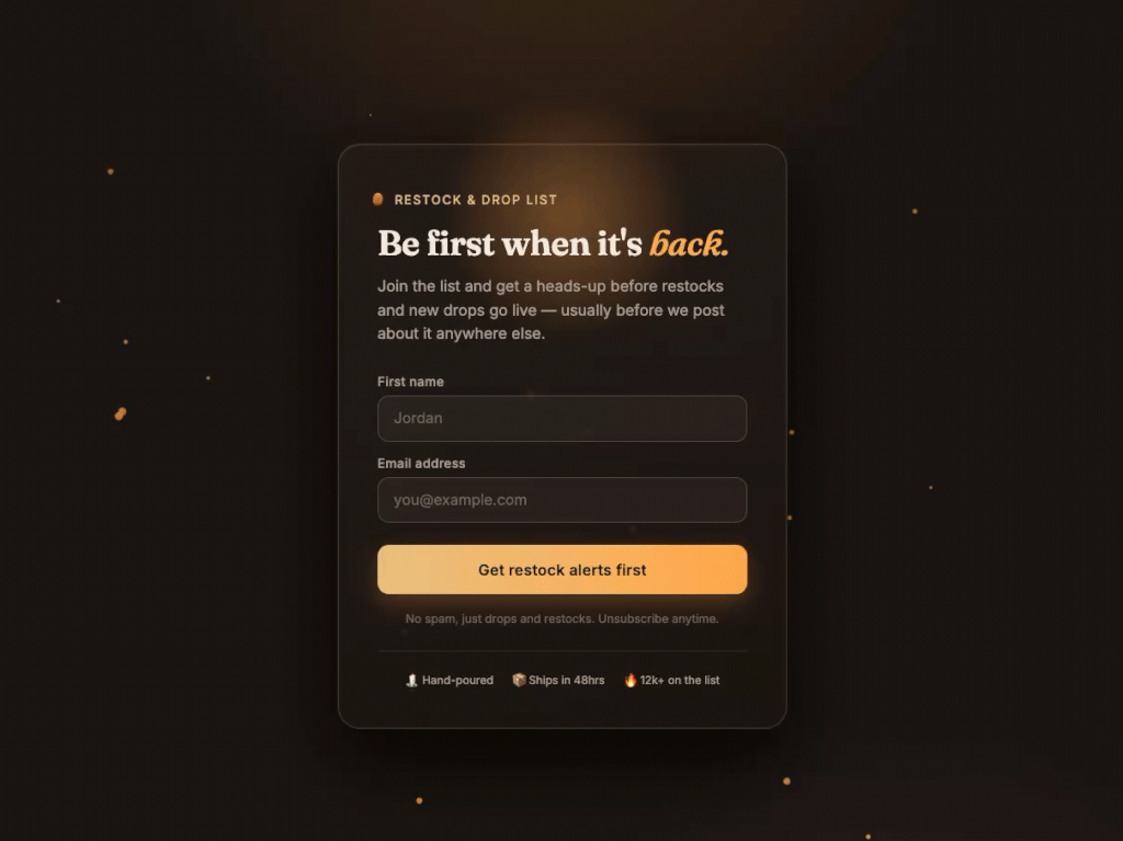 GIF of signup form created in Claude