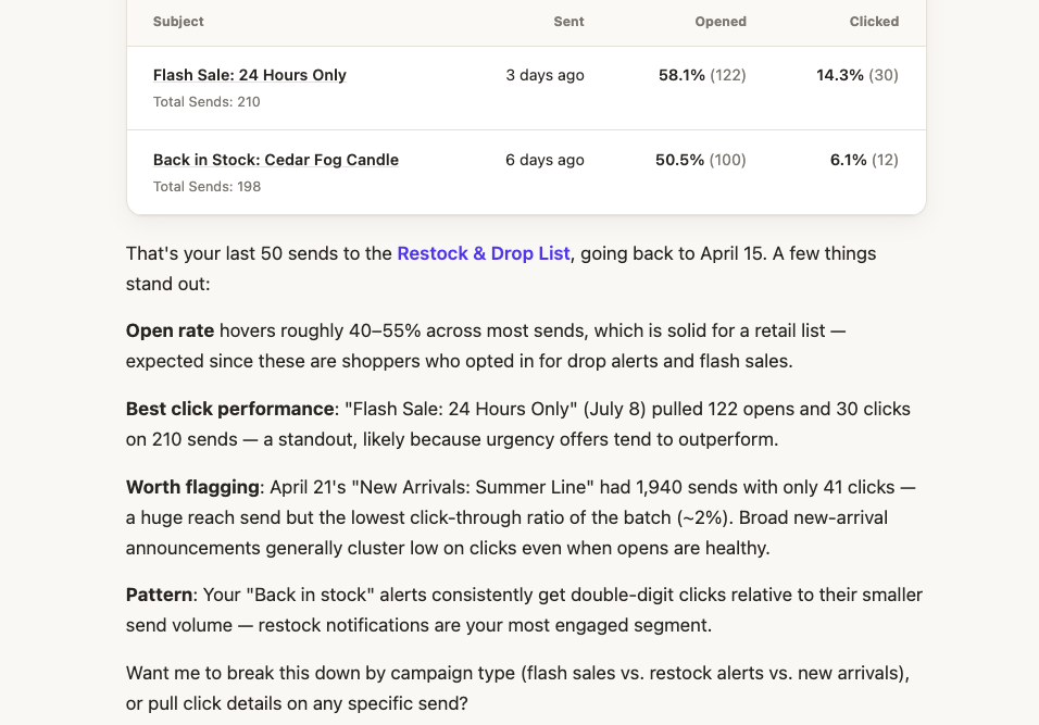 Screenshot showing email analysis from Claude